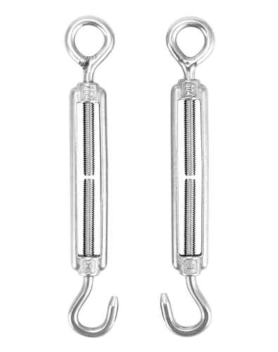 QWORK® 5 Stück M5 Spannschloss 304 Edelstahl, Verstellbare Haken Und Öse Drahtspanner, Spannhaken