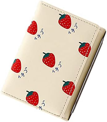 Loxepur Cartoon Fruit Tri-Fold Pu Wallet Multi-Card Slot Small Purse for Gift (Beige)