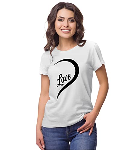 Image of Hangout Hub | Couple Tshirts | One Love Heart | Matching Dress| Set of 2 | Printed|Regular Fit | Cotton T-shirts|Couple Matching dress | Half Sleeves
