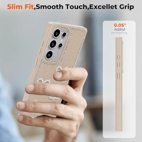Image of DIZORO for Samsung Galaxy S25 Ultra 5G Cover,Cute Bow Tie Aesthetic Phone Case,Trendy Slim Hard IMD Shockproof Protective Bumper Designer Phone Back Cover for Women Girls Desert