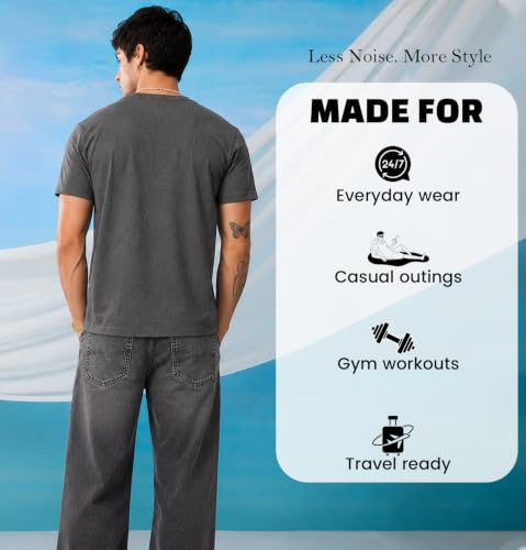 Image of Sleepynuts Men's Everyday Wear Crew Neck Regular Fit T-Shirt | Half Sleeve Solid Plain Casual T-Shirt for Men | Soft Breathable Fabric |