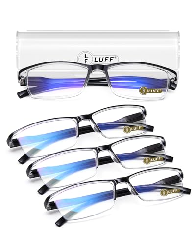 LUFF Lectores ultraligeros portátiles 4 pares de gafas de lectura anti rayos azules(3.0X)