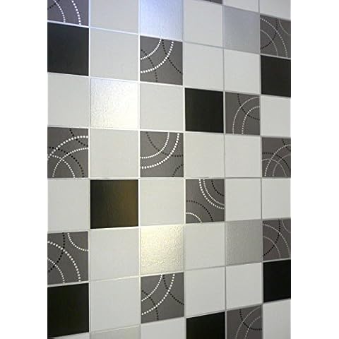 Debona Dotty Black Silver Wallpaper for Kitchens and Bathrooms Cover