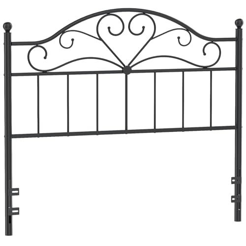 Merronix Vintage Headboard for Queen Size Bed Frame Metal Headboard Only Queen Size Freestanding Headboard with Universal Adapters Height Adjustable Easy Assembly Black