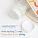 Travel Bottle Caps for Dr Brown Wide Neck Bottle, Bottle Lids Replacement with Sealing Gasket (Compatible with 5oz and 9oz, 4, Count)