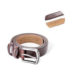 Customized Leather Belt for Men – Personalized Engraved Name Buckle Gift, Handcrafted Cowhide, Perfect for Father’s Day