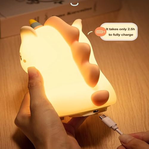 Image of Silicone Unicorn Night Light for Kids - Rechargeable LED Bedside Lamp with 7 Color Changing Modes, Soft Cute Unicorn Lamp for Baby Bedroom, Nursery & Gift