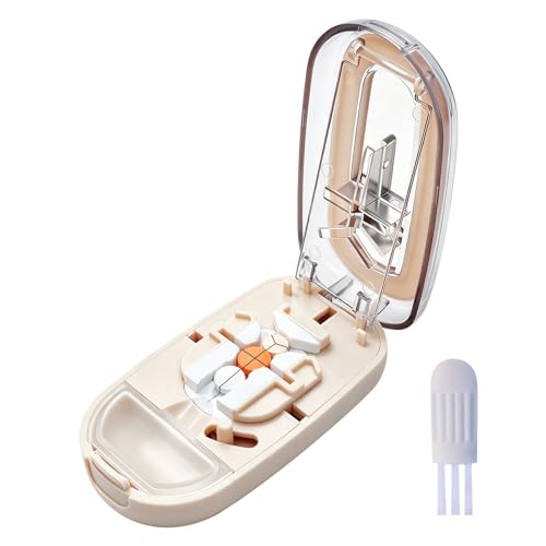 Image of Pill Cutter for Small Tiny and Large Pills, Dual Blade Pill Splitter for Clean and Precise Cuts into 1 /2, 1 /3, 1 /4, with Centering Device, Storage Organizer, Portable & Easy-Grip Design