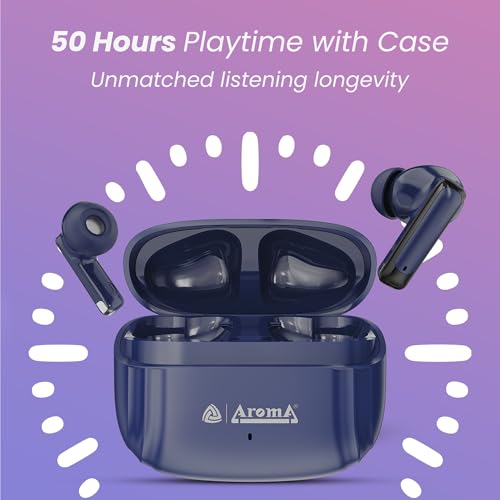 Image of AROMA TWS19 Power V5.4 True Wireless Earbuds, Dazzling Blue | up to 60H Playtime, ENC, Fast Charging, Heavy Bass, Bluetooth