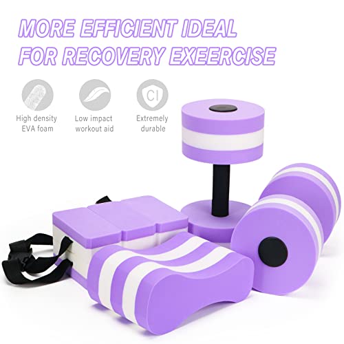 UNAOIWN Water Dumbbell Set for Aquatic Aerobics Exercise, Water Weights Equipment, Training Aid for Aquatic Fitness, Water Workout Fitness Tool (Pull buoy version-Purple) - Thumbnail 2