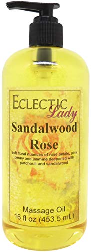 Sandalwood Rose Massage Oil, 16 oz, With Sweet Almond Oil