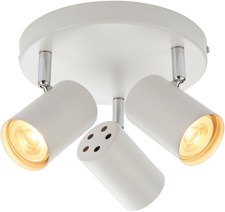National Lighting Modern 3 Way Decorative Matt Black Finish IP20 GU10 LED Compatible Round Adjustable Dimmable Ceiling Spotlight