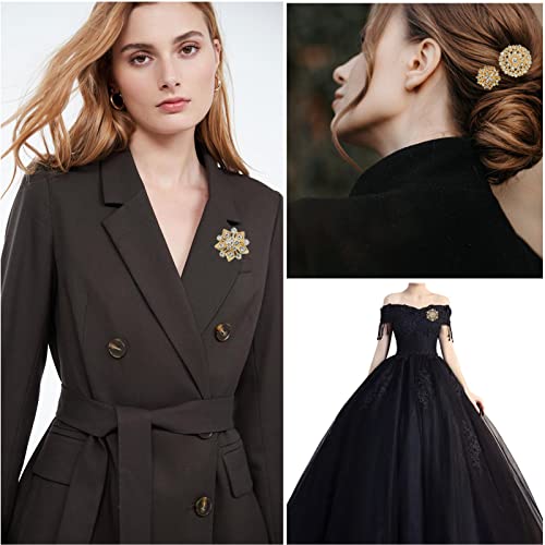 Image of 12 /36 Pieces Wedding Bouquet Brooches for Women Fashion, Rhinestone Bulk Flower Brooch Pins for Crafts