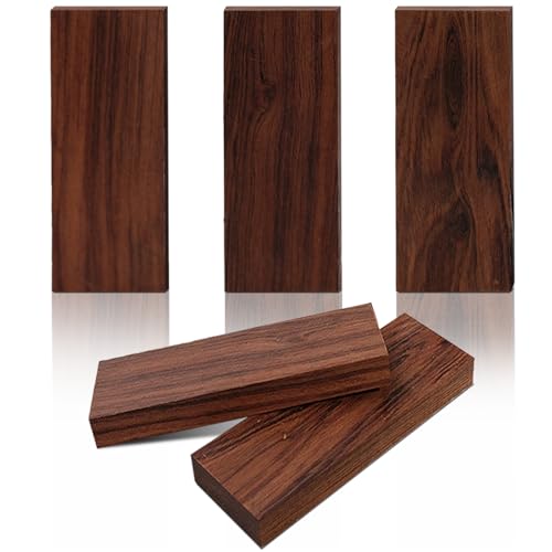 TANEMUDO 5 Pcs Ironwood Knife Handle Scales for Knife Making Natural Wood Knife Handle Material (5.11 x 1.77 x 0.51 Inches)