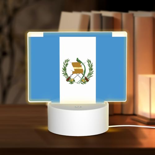 PHAYAH Luz nocturna rectangular con patrón de bandera de Guatemala, base LED con cable USB ajustable, 3 colores para adultos, habitación infantil y dormitorio