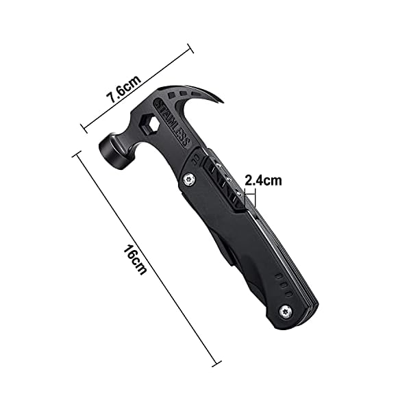 Multitool Werkzeug Geschenk für Männer, 16-in-1 Faltbares Multifunktionswerkzeug Survival Kit mit Hammer, Zange, Messer und Schraubendreher Jagdzubehör für Camping, Wandern, Notfall – Bild 8