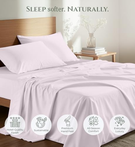 Image of Royale Linens 100% Organic Cotton King Size Flat Sheet Only - Percale Top Sheets - King Flat Sheet Sold Separately - Lightweight & Soft 100% Cotton Lavender Bed Sheets Only (105 inch x 102 inch, Lavender)