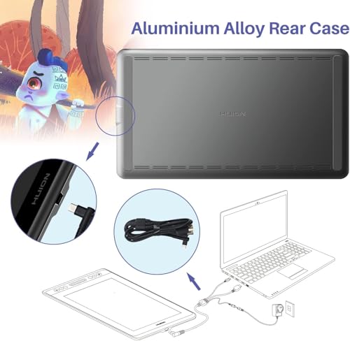 Image of HUION Kamvas Pro 13 Graphic Tablet with Screen, 13,3 inch Drawing Tablet with Screen, Full Laminated, with Adjustable Stand and Battery-Free Stylus, Ideal for Work from Home & Remote Learning