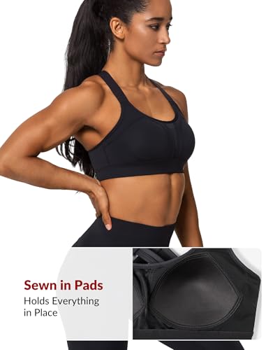 Image of Yvette Criss Cross Adjustable High Impact Running Bra | Pickleball Tennis, Big Bust Plus Size, Adjustable Strap, Wireless Sewn in Pads, No Bounce, Full Coverage, Moisture-Wicking