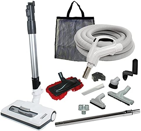 35'"Comet Central Vacuum Attachment Kit with Hose, Power Head & Tools - Works with All Brands of Central Vacuum Units
