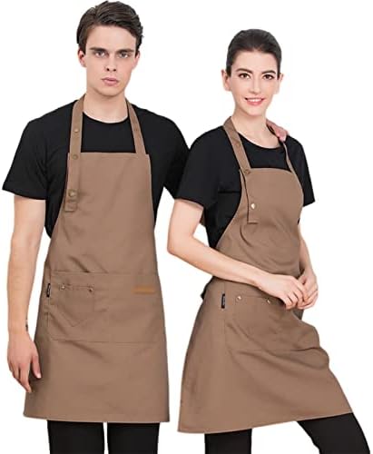 Delantales de cocina de lona de algodón con dos bolsillos, correas ajustables, delantales de cocina para hombres y mujeres