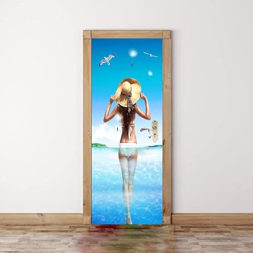 3D Woman Door Sticker Peel and Stick Vinyl Wrap Door Cover Door Decal Office Door Sign Bedroom Door Sign Front Door Decor Removable Door Decal 90 X 210 Cm Door Photos-55536387745350