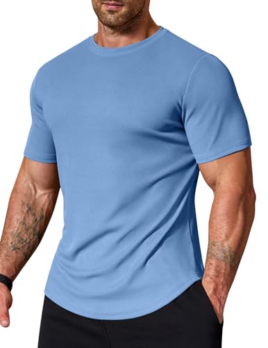Image of COOFANDY Mens Muscle T Shirts Short Sleeve Slim Fit Tshirts Gym Workout Athletic Crewneck Shirt