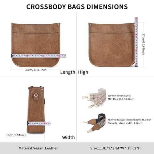 Image of Crossbody Bag Women Vegan Leather Hobo Handbag Trendy Crossbody Shoulder Bag Purses For Women with 2 Adjustable Strap