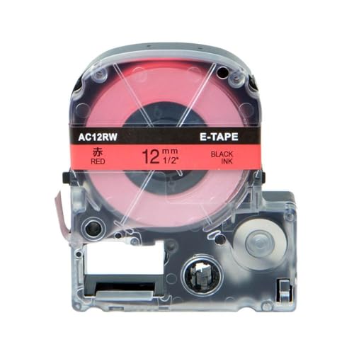 1PCS 12mm�J���t���ȃ��x���e�[�v���[�x�����[�J�[�ƌ݊����̂��郉�x���v�����^�[SR500 SR550 SR300���j�o�[�T���t�B�b�g�A�t�^�[�}�[�P�b�g�����A�N�Z�T���[�ƌ݊���(Black on Red)