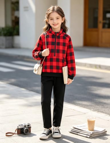 Image of Girls Clothes 2Pcs Outfit Set with Zip-up Top and Trendy Printed Pants Teen Girl Clothes 6-14Y