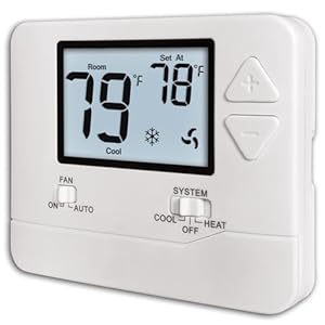 Non-Programmable Thermostats for Home Conventional Single-Stage Systems, up to 1 Heat/ 1 Cool (with White Backlight)