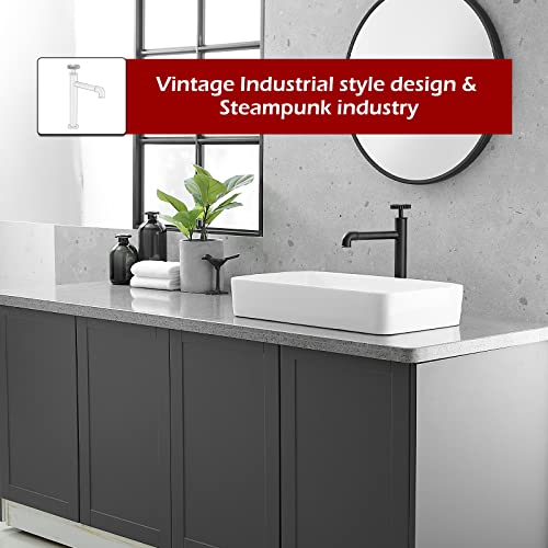 Bwe Black Bathroom Faucet Vessel Sink Faucet Industrial Pipe Style Commercial Vanity Faucet For Bath Laundry Utility Bar Sink With Pop Up Drain Assembly And Supply Line #TOP1