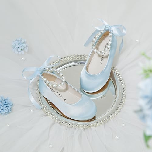 Image of Felix & Flora Girls Toddler Little Ballet Shoes - Flower Girls Mary Jane Flats Dress Shoes Party Wedding