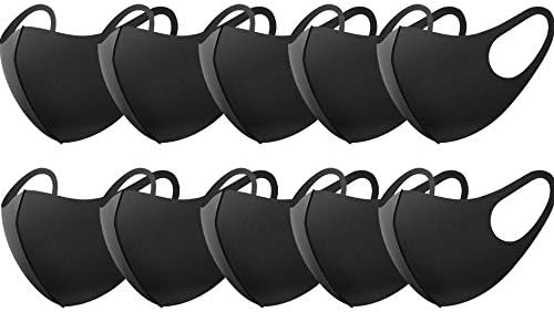 10pcs Fashion Black Stretch Lightweight Fabric Covering Face and Mouth Reusable Washable Fashionable for Unisex