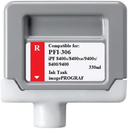 Vivid Colors VC PFI-306 Red Ink Cartridge R for Canon PFI-306R (330ml, Red) for Canon imagePROGRAF 8400 9400 Printer.
