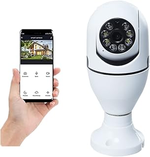 BBVP Light Bulb Security Camera Outdoor 1080P Wireless WiFi Light Bulb Camera E27 Light Socket, Outdoor 360° Home Security Cameras 5G WiFi, Full Color Day and Night, Smart Motion Detection (1PCS)