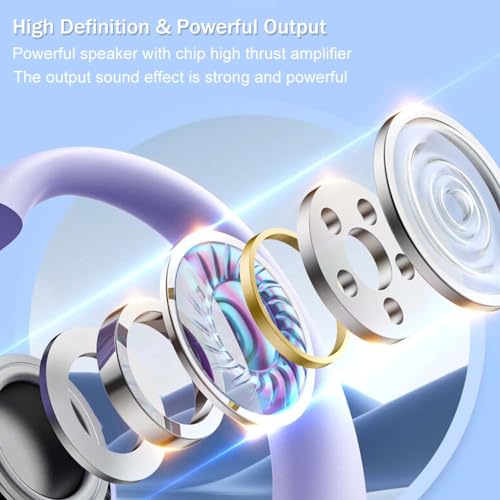 HY-T26 X15 Headphones for Sports Earbuds, 2024 New HY-T26 X15 Pro Earphone Wireless Bluetooth 5.4 OWS, in Ear Earphones Waterproof Noise Reduction Bluetooth Headset (Purple)