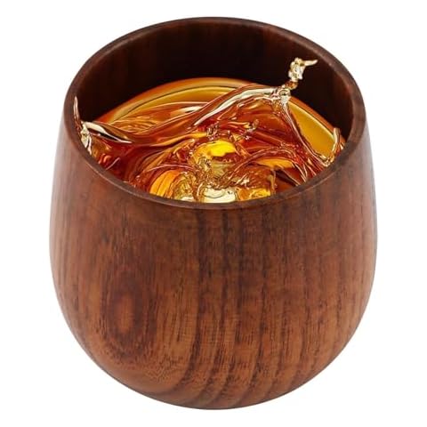 Wooden Whiskey Glasses, Bourbon Drinking Glass Natural Wooden Teacups Coffee Wine Mug, Old Fashioned Whiskey Tasting Glasses Bourbon Gift for Men(SIZE:1 Pcs) Cover