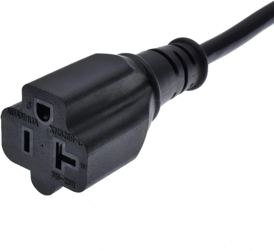 Toptekits Heavy Duty USA Power Extension Cord, NEMA 5-15P to 5-15R/5-20R Black Extension Cord, 15A 125V, 16AWG, Outlet Extension Power Cable,5-15P to 5-20R Power Cord (1ft)