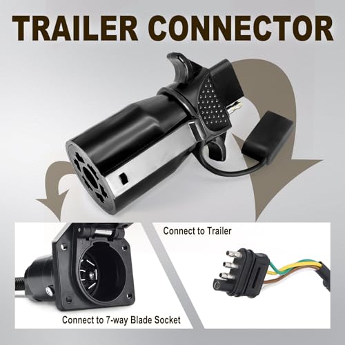 image for Agrieyes Premium 7 Pin to 4 Pin Trailer Adapter, 7 Way Blade to 4 Way 