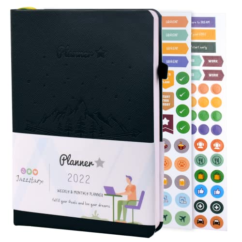 Image of PLANNER STAR 2022 Dated (Jan 2022 - Jan 2023) Monthly & Weekly Life Planner| A5 Size | Organizer, Journal | Plan for Time Management, Productivity & Positivity (Black)