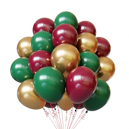 Balões verde vermelho ouro balões de Natal SKYIOL 50 unidades 12 polegadas balões de látex verde vermelho balões dourados metálicos balões para aniversário casamento Natal festa decoração T999