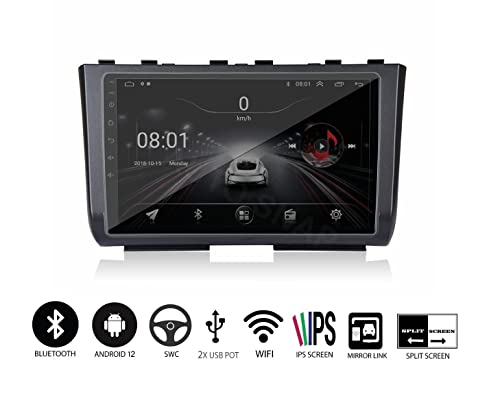 Image of AUTO SNAP 9 Inches 22cm Touch Screen Android 12 Gorilla Glass IPS Display Car Stereo with 2GB RAM /16 GB ROM GPS /Wi-Fi /Navigation /Steering Wheel Controls Mirror Link Compatible for Hyundai New Creta