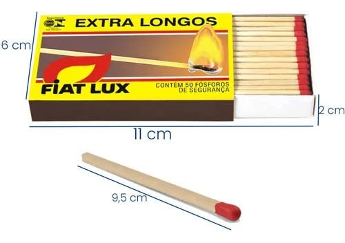 4x Caixas De Fósforo Extra Longo Fiat Lux Com 50 Unidades