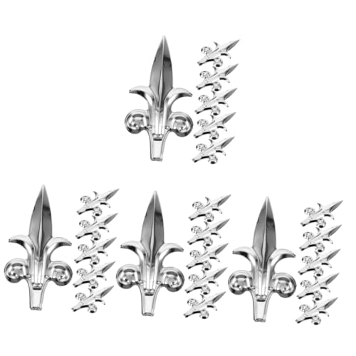 Angoily 4 Sätze Spitze Der Gartendekorationspistole Zaunpfosten Tor Für Treppen Tür Zaunlatte Netz Zaunplatte Weiße Lattenzaun-gartengrenze Zaun Garten 201 Edelstahl Silver 6 Stück * 4