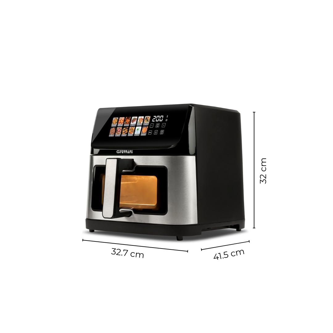 G3 Ferrari G10222 Friggitrice ad Aria "Friggisano 10 e Lode", 2300W, 10Litri, Doppia Resistenza, Display a Colori, 12 Programmi, Luce Interna, Incluso Ricettario