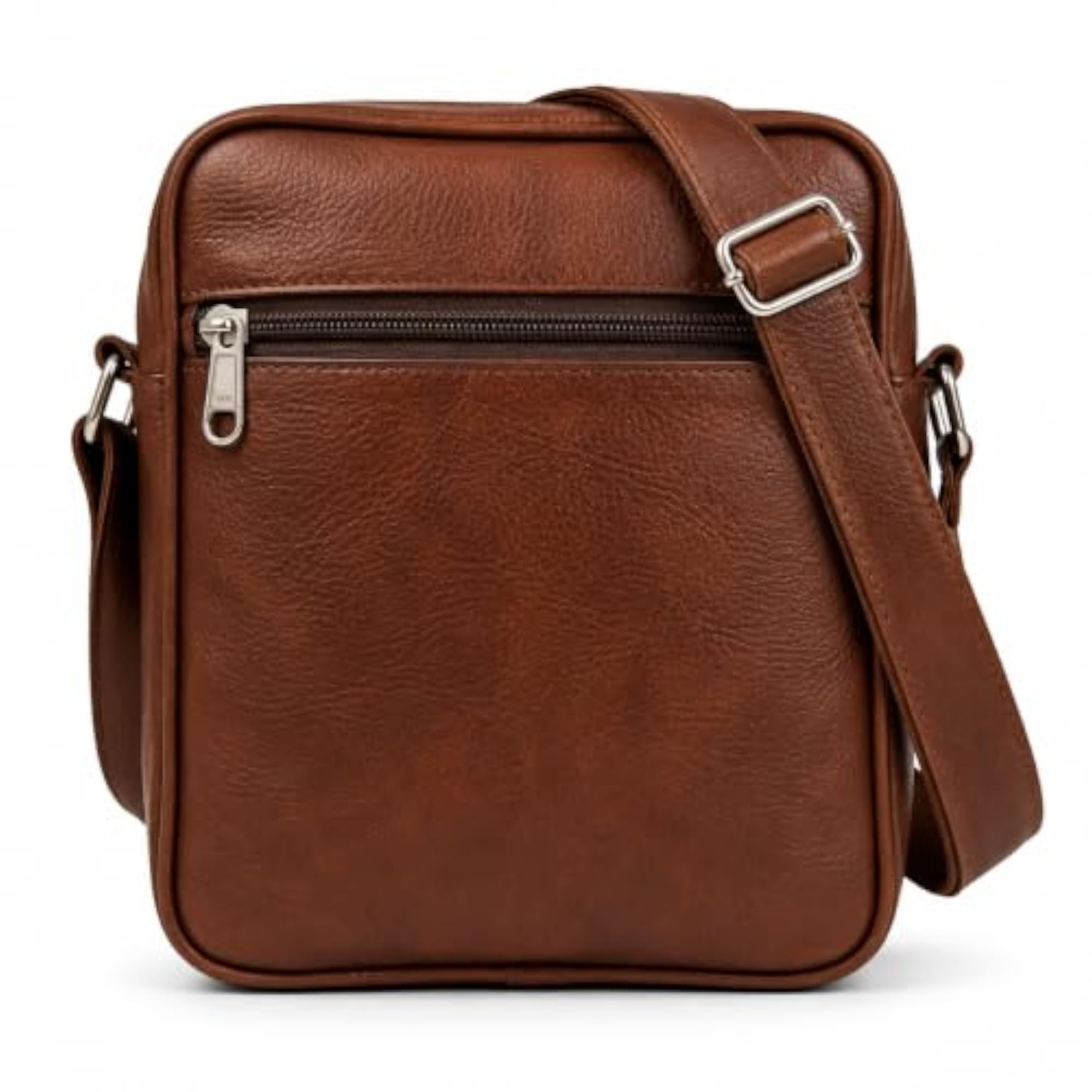 Men's Brown PU Leather Multi-Compartment Laptop Bag