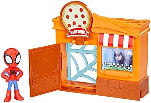Marvel Spidey and His Amazing Friends City Blocks Spidey Pizza Parlor, Kids Playset, Action Figure Playset for Ages 3 and Up