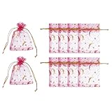 PATIKIL Organza Beutel 50 Stück 7 x 9 cm Mesh Süßigkeitenbeutel Mit Zugband Mond Stern Schmuck Geschenkbeutel Für Hochzeit Weihnachten Festival Makeup Zubehör Rose Rot Gold