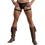 inhzoy Homme Clubwear Slip Similicuir Wetlook Taille Basse Party Clubwear Métallique Brillant Nightwear Culottes en PVC Nightclub Short Rave Noir XL